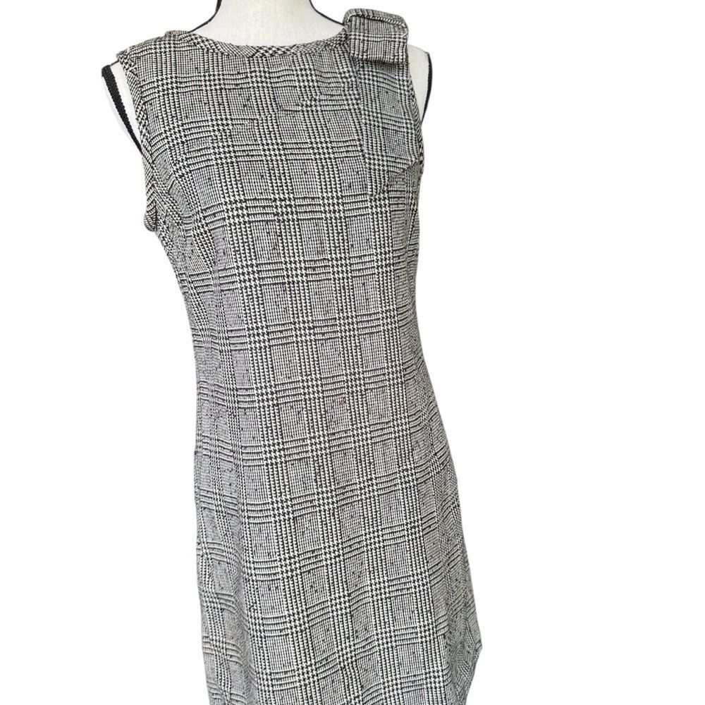 BB Dakota Brown, Black & White Plaid Shift Dress Sleeveless Size 6